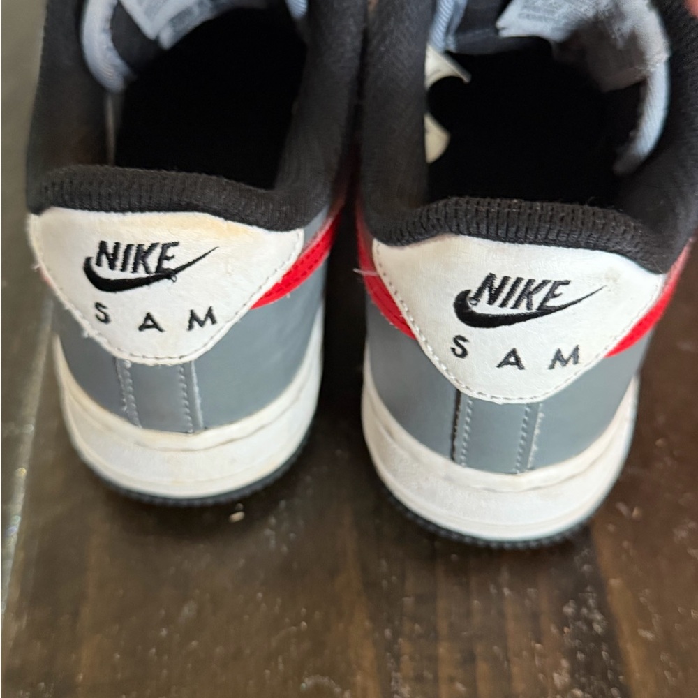 Nike Kids' Red & Gray Air Force 1 tennis shoes - Picture 3 of 4